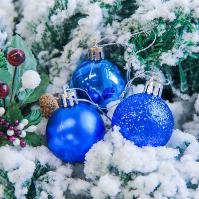 Набор шаров пластик d-4 см, 12 шт "Анданте" синий