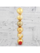 Ёлочные игрушки «Ёлочки ассорти», шары новогодние, d=8 см, набор 6 шт., золотистый - Фото 3