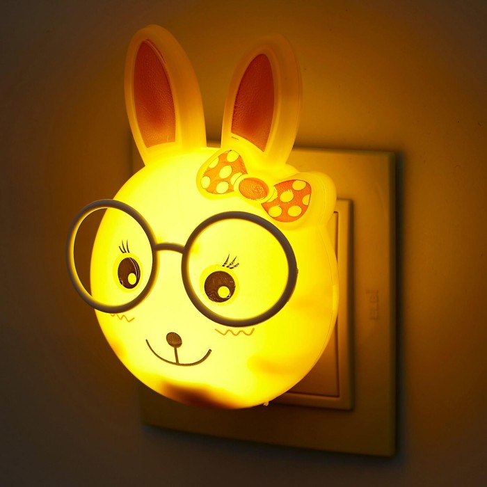 Ночник LED "Умный Зайчонок",12 см, 4W с фотоэлементом (V220) МИКС, пластик RISALUX - фото 1905414481