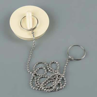 Пробка для ванны d=4 см, 4.5 см по верху, цепочка 55 см, цвет МИКС