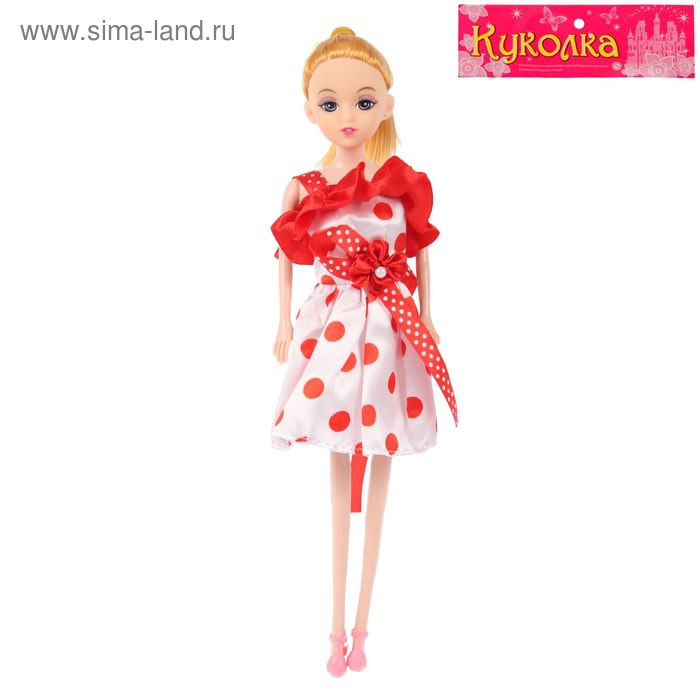Кукла модель "Кира" в платье горошек - Фото 1