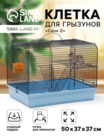 Клетка для грызунов «Сеня 2», 50×37×37 см, цвет МИКС