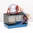 Клетка для грызунов малая, 40×25×22 см, с лабиринтом, колесом и домом, цвет МИКС - Фото 1