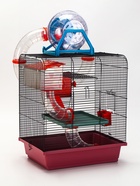 Клетка для грызунов, 39×29×64 см, трехярусная, с лабиринтом и колесом, цвет МИКС - Фото 13