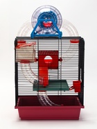 Клетка для грызунов, 39×29×64 см, трехярусная, с лабиринтом и колесом, цвет МИКС - Фото 14