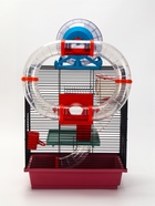 Клетка для грызунов, 39×29×64 см, трехярусная, с лабиринтом и колесом, цвет МИКС - Фото 16