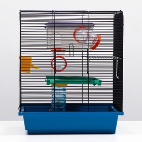 Клетка для грызунов трехярусная, туннели микс видов 39×29×46 см, микс цветов