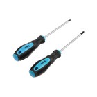 Набор отверток ТУНДРА, сатин, магнит, двухкомпонентные рукоятки, PH1 и SL5×100 мм, 2 шт. - Фото 3