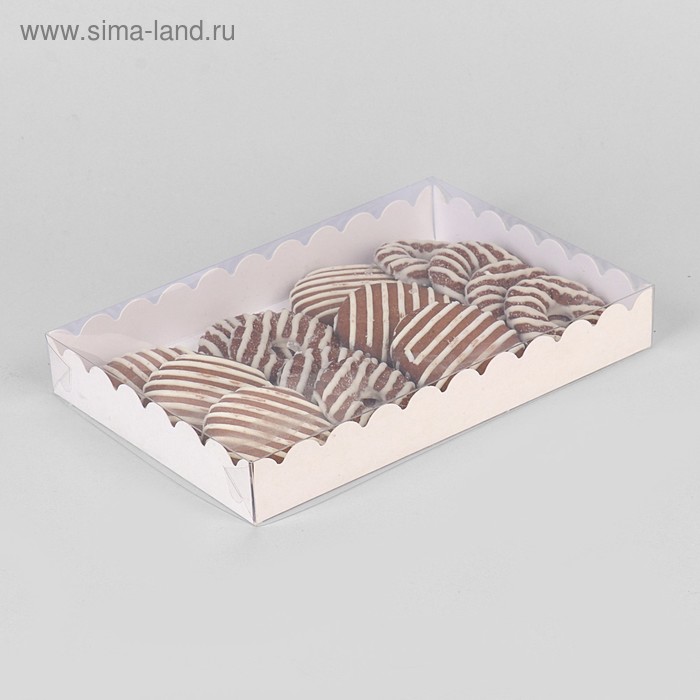 Коробочка для печенья с PVC крышкой, белая, 22 х 15 х 3 см - Фото 1