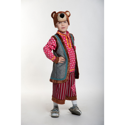 Карнавальный костюм «Михаил Потапыч», шапка, рубаха с жилетом, бриджи, рост 110-116 см