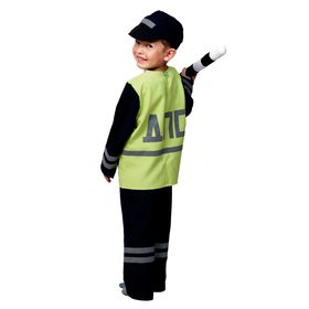 Карнавальный костюм «Полицейский ДПС», р. 30–32, рост 116–122 см: куртка, брюки, кепка, жезл
