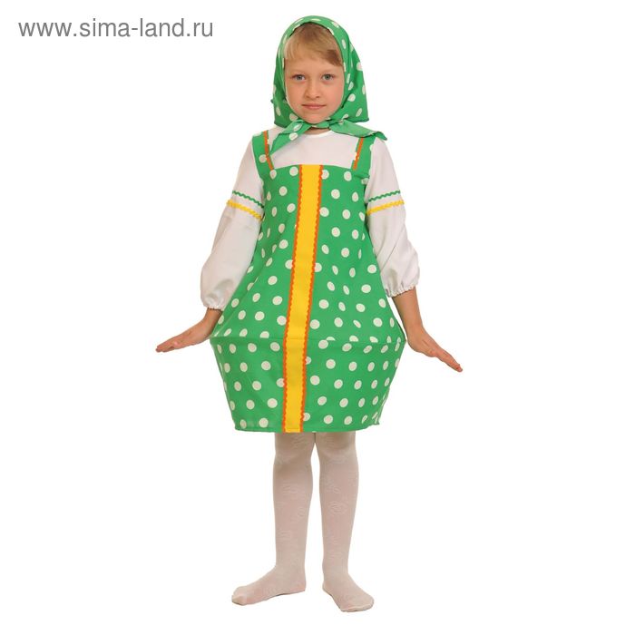 Карнавальный костюм "Матрёшка зелёная", текстиль, сарафан, косынка, р-р 28-30, рост 92-110 см - Фото 1