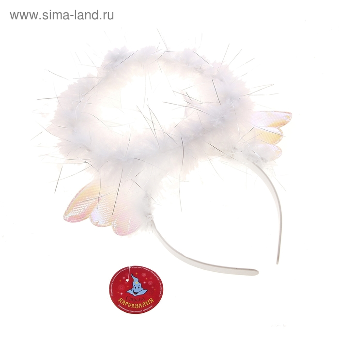 Ободок для волос - нимб с крыльями, маленький, цвета МИКС - Фото 1