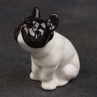 Фигурка фарфоровая «Французский Бульдог», бело-чёрный, 8 см, авторская роспись
