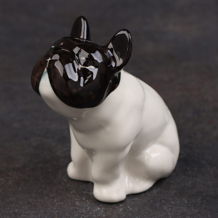 Фигурка фарфоровая «Французский Бульдог», бело-чёрный, 8 см, авторская роспись - Фото 1