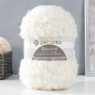 Пряжа "Буклированная" 30% мохер,20% шерсть,50% акрил 220м/200гр (01-Белый)
