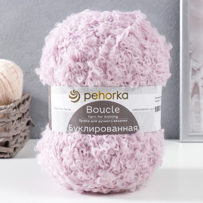 Пряжа для вязания спицами, крючком «Пехорский текстиль. Буклированная», 30% мохер, 20% шерсть, 50% акрил, 220 м/200 г, (24 орхидея)