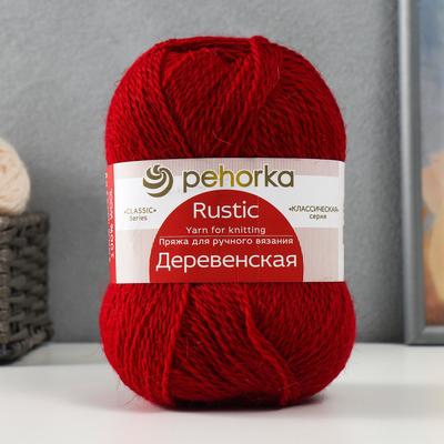 Пряжа для вязания спицами, крючком «Пехорский текстиль. Деревенская», 100% шерсть, 250 м/100 г, (88 красный мак)