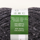 Пряжа "Смесовая" 30% шерсть, 70% акрил 200м/200гр (435-Антрацит) - фото 24540834