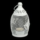 Подсвечник металл 1 свеча "Уличный фонарь в сеточку с бабочками" белый 16х8,5х8,5 см - Фото 1