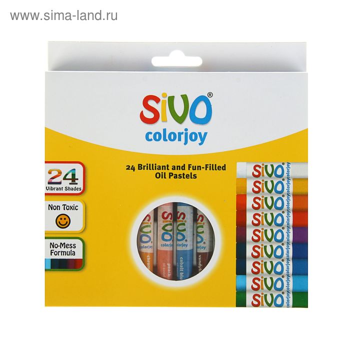Пастель масляная детская 24 цвета Sivo Colorjoy, 9/60 мм - Фото 1