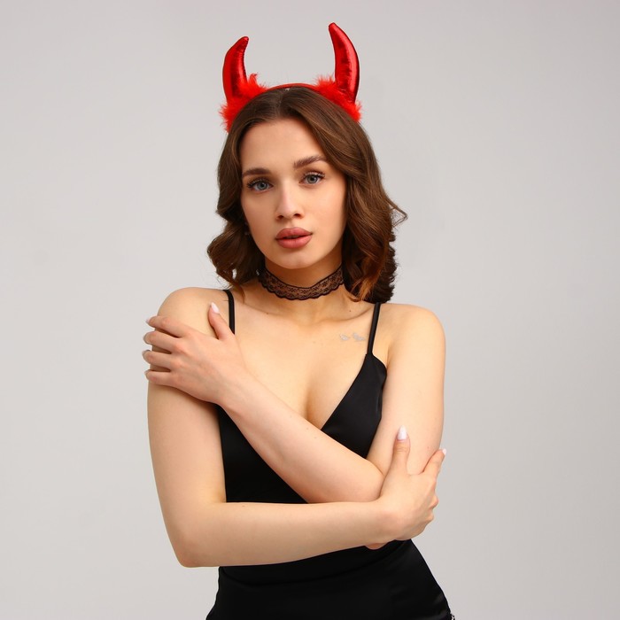 Карнавальный костюм чёртика «Дьявол во плоти», чокер, рожки - фото 1905414747