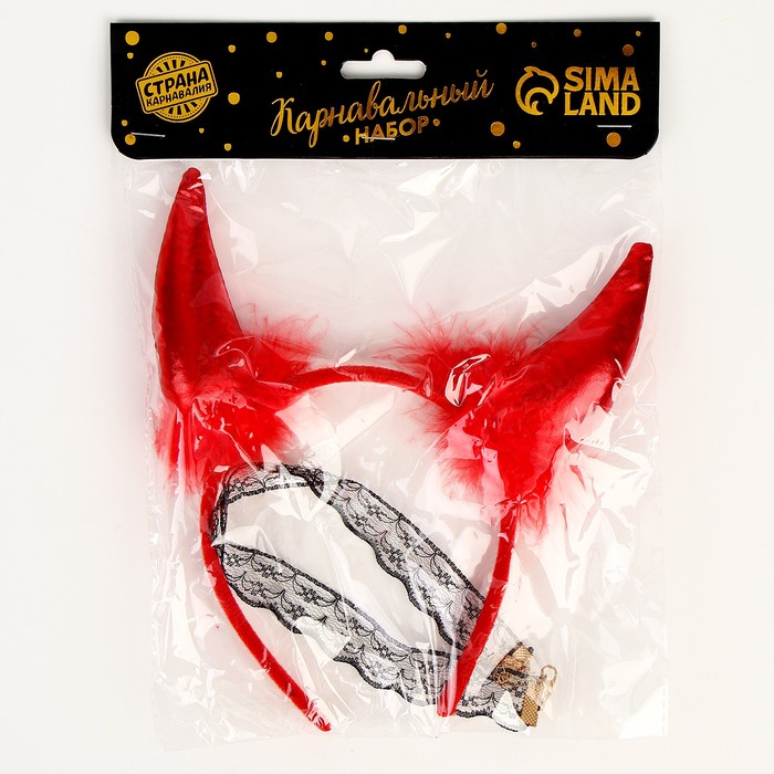 Карнавальный костюм чёртика «Дьявол во плоти», чокер, рожки - фото 1905414751