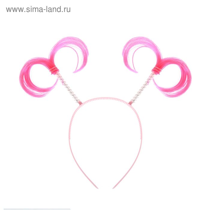 Карнавальный ободок «Хвостики», цвет розовый - Фото 1