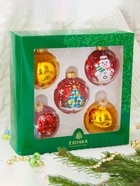 Ёлочные игрушки 5 шт. «Волшебство», шары новогодние, d=6 см - Фото 4