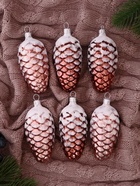 Ёлочные игрушки «Шишки сосновые» микс, (набор 6 шт.) h=9 см - Фото 2