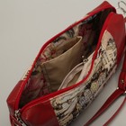 Сумка женская на молнии, 1 отдел, наружный карман, длинный ремень, цвет бежевый/бордовый - Фото 5