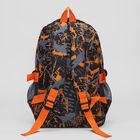 Рюкзак молодёжный на молнии, 3 отдела, 2 наружных кармана, цвет серый/оранжевый - Фото 3