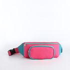 Поясная сумка на молнии, наружный карман, цвет розовый/бирюзовый - фото 9301503