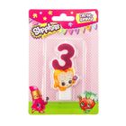 Свеча для торта цифра "Shopkins" вишневая "3" - Фото 1