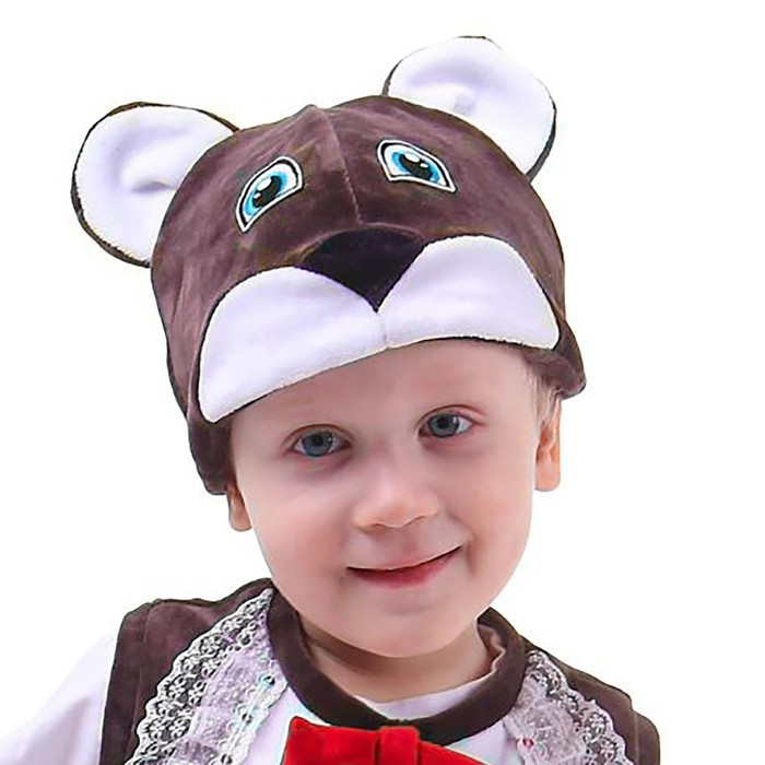 Карнавальная шапка «Медведь», велюр, хлопок, р. 52-57, цвета МИКС (оттенки коричневого) - Фото 1