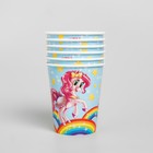 Посуда бумажная одноразовая «Красавица пони», 6 тарелок, 6 стаканов, 6 колпаков, 1 гирлянда - Фото 4