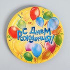 Набор бумажной посуды одноразовый С днём рождения», воздушные шары, 6 тарелок, 6 стаканов, 6 колпаков, 1 гирлянда - фото 4606331