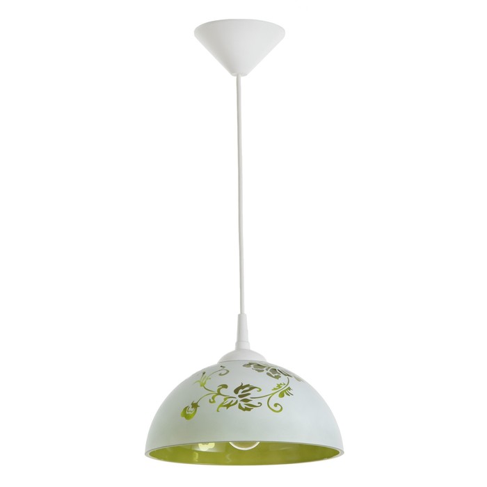 Светильник  Колпак "Рочелл" 1 лампа E27 40Вт белый-зеленый  д.350 - Фото 1