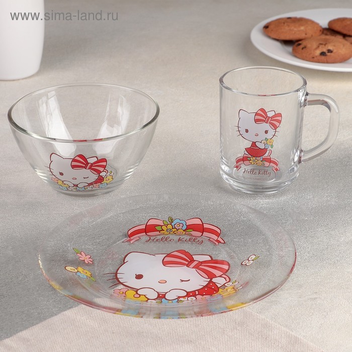 Набор посуды детский «Hello Kitty», 3 предмета - Фото 1