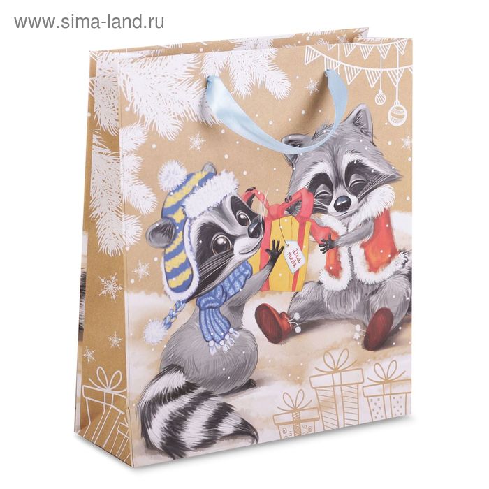 Пакет крафтовый вертикальный «Зимнее поздравление», 18 × 23 × 8 см - Фото 1