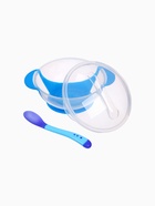 Тарелка на присоске Крошка Я 350 мл, в наборе крышка, термоложка, синий - Фото 3