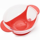 Набор для кормления: миска на присоске 340 мл., с крышкой, термоложка, цвет красно-бежевый - фото 9878370