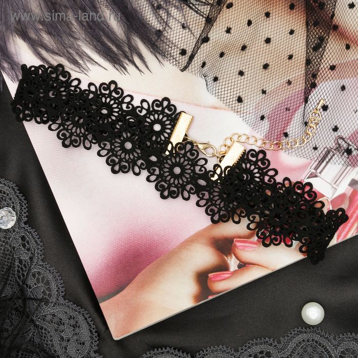 Чокер «Орнамент» цветы, цвет чёрный, L=30 см - Фото 1