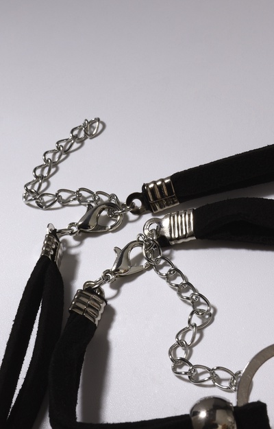 Набор 2 предмета: чокер, браслет «Утончённость» круги, цвет чёрно-серебряный, 30 см