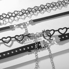 Чокер «Ассорти» романтика, (набор 4 шт.), цвет чёрно-серебряный, 30,5 см - фото 3676898