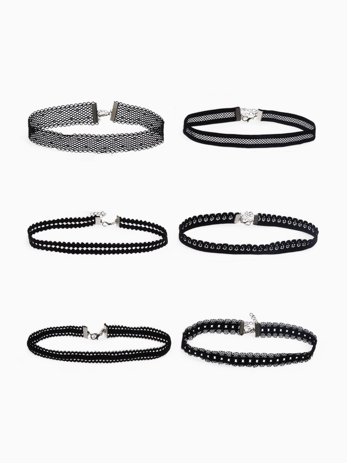 Чокер «Ассорти» ажур, набор 6 шт. чёрный, 30.5 см - Фото 1