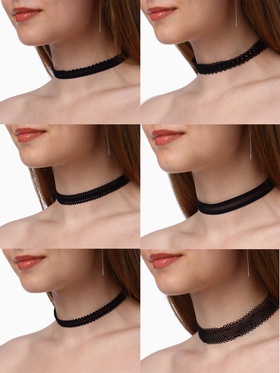 Чокер «Ассорти», ажур, набор 6 шт. чёрный, 30.5 см 2240239