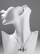 Кулоны парные на цепочке «Сердце с крыльями», 45 см, белые в серебре - Фото 4