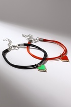 Браслеты парные «Неразлучники» сердце, цвет чёрно-красный, L=17 см (комплект 2 шт) - фото 31529995