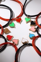 Браслеты парные «Неразлучники» сердце, цвет чёрно-красный, L=17 см (комплект 2 шт) - фото 31529996